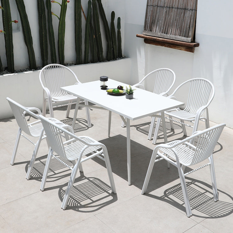 Metal Water Resistant Dining Table Industrial Style Outdoor Table