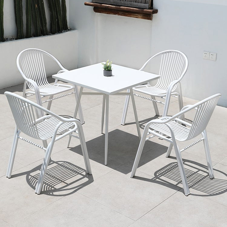 Metal Water Resistant Dining Table Industrial Style Outdoor Table