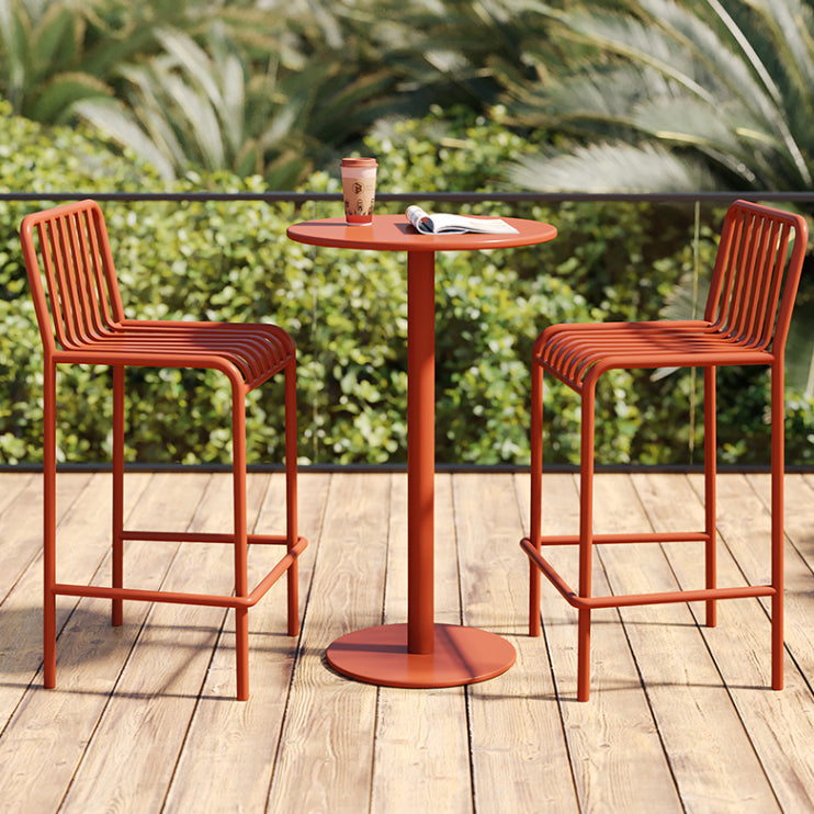 Outdoor Table with Pedestal Base Metal Table - 24" W X 24" L X 41" H