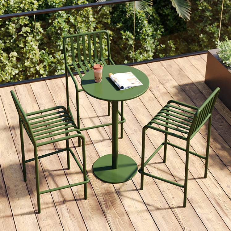 Outdoor Table with Pedestal Base Metal Table - 24" W X 24" L X 41" H