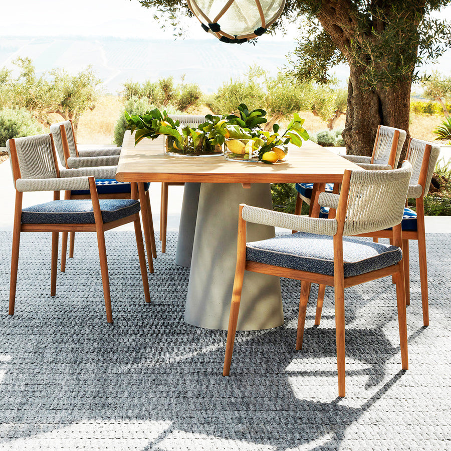Rectangular Patio Dining Table Set 1/7 Pcs Metal Frame Patio Dining Table and Chairs