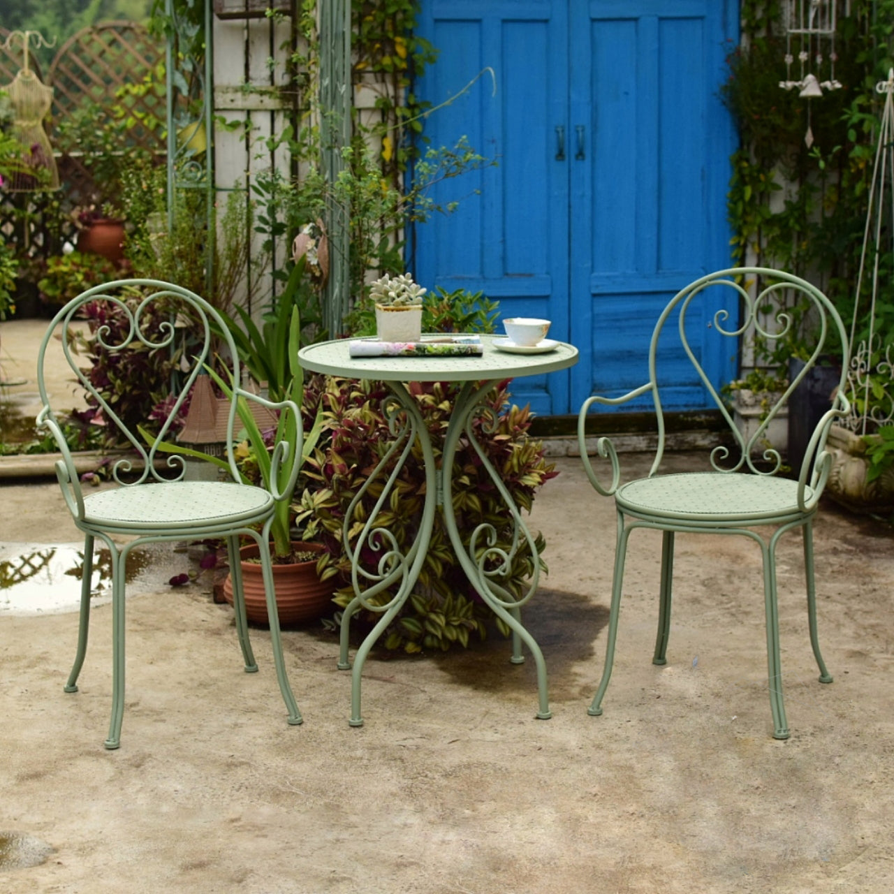 Iron Bistro Table Set 1/2/3 Pcs Modern Matte Finish Bistro Set