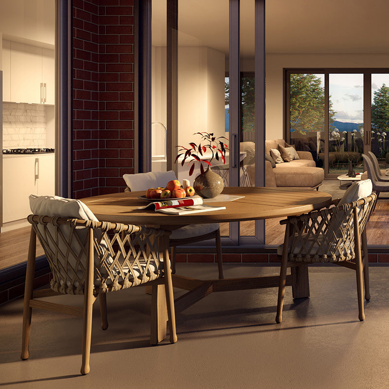 Boho Patio Dining Table Set 1/4/7 Pcs Wood Frame Patio Dining Table and Chairs