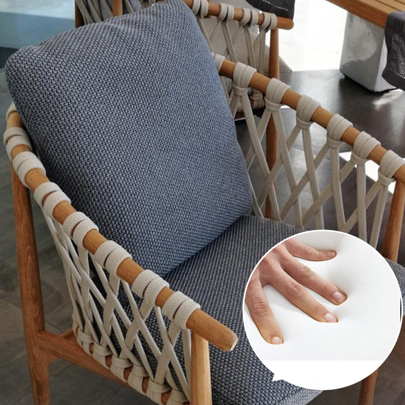 Boho Patio Dining Table Set 1/4/7 Pcs Wood Frame Patio Dining Table and Chairs