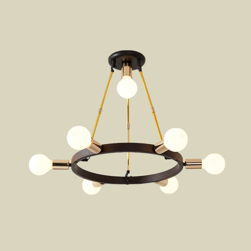 Metallschleife Kronleuchter Anhänger Licht Minimalist 7/9-Kopf-Schwarz und Gold Hanging Deckenlampe für Schlafzimmer