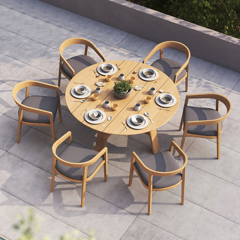 Modern Style Dining Set 1/7 Pcs Wood Frame Patio Dining Table and Chairs