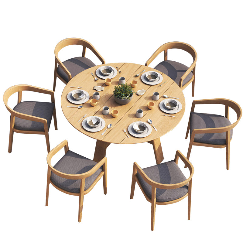 Modern Style Dining Set 1/7 Pcs Wood Frame Patio Dining Table and Chairs