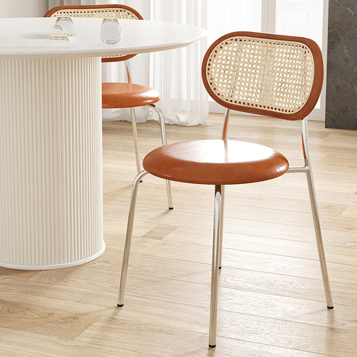 Modern Dining Chair Metal Base Leather Dining Chair for Home