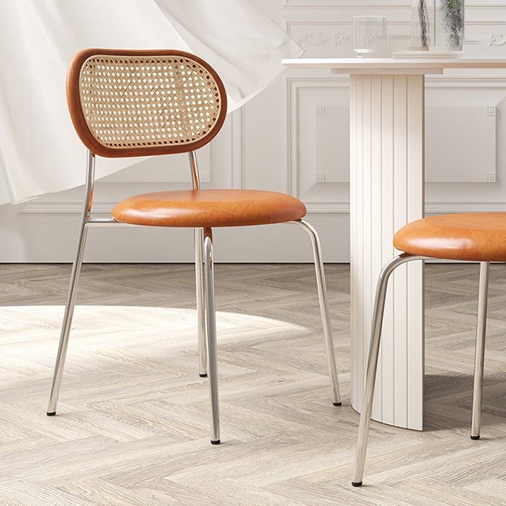 Modern Dining Chair Metal Base Leather Dining Chair for Home