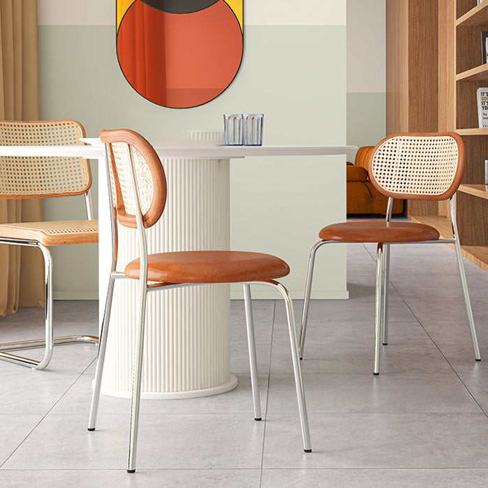 Modern Dining Chair Metal Base Leather Dining Chair for Home