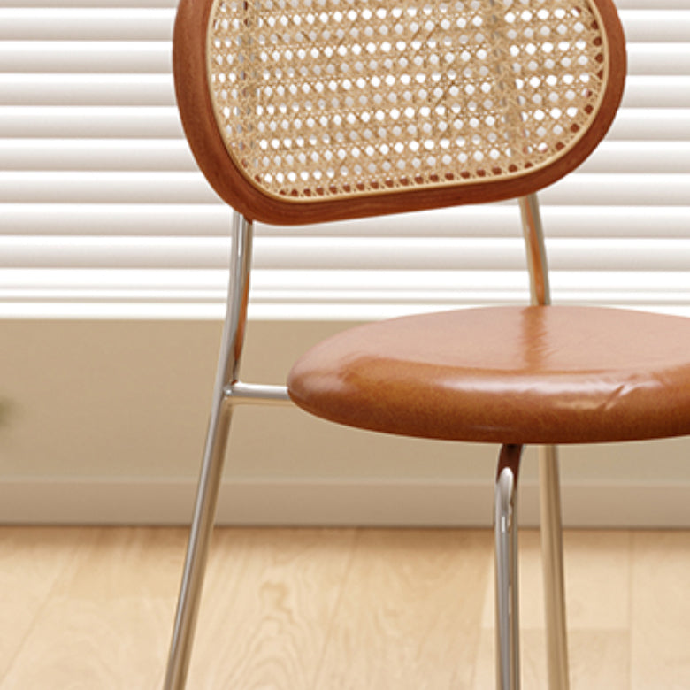 Modern Dining Chair Metal Base Leather Dining Chair for Home