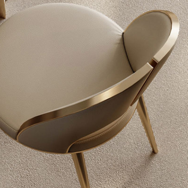 Nordic Style Side Chair Faux Leather Dining Chair with Metal Base for Home Use