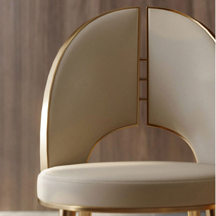 Nordic Style Side Chair Faux Leather Dining Chair with Metal Base for Home Use