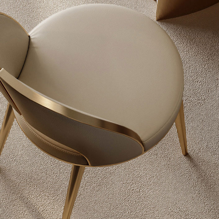 Nordic Style Side Chair Faux Leather Dining Chair with Metal Base for Home Use