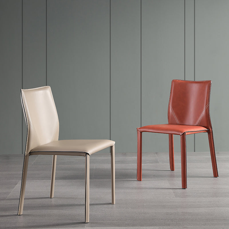 Faux Leather Kitchen Dining Chairs Armless Chairs with Metal Base