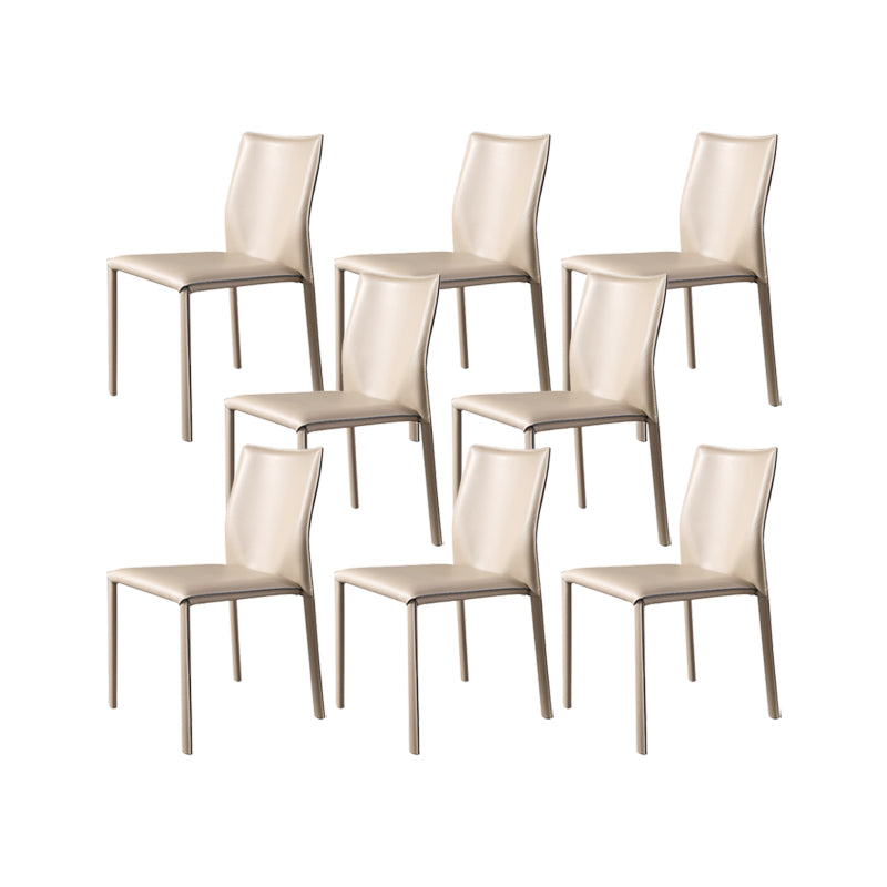 Faux Leather Kitchen Dining Chairs Armless Chairs with Metal Base