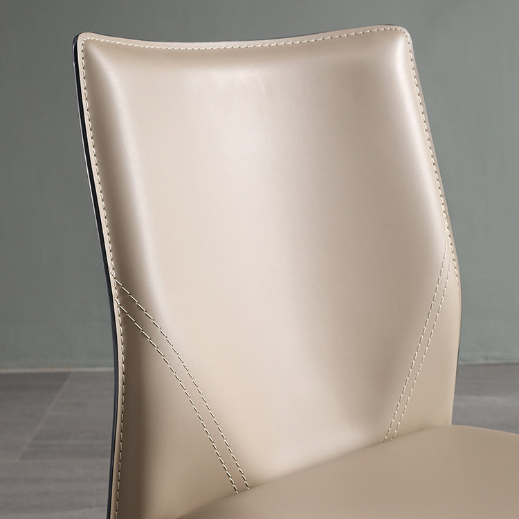 Faux Leather Kitchen Dining Chairs Armless Chairs with Metal Base