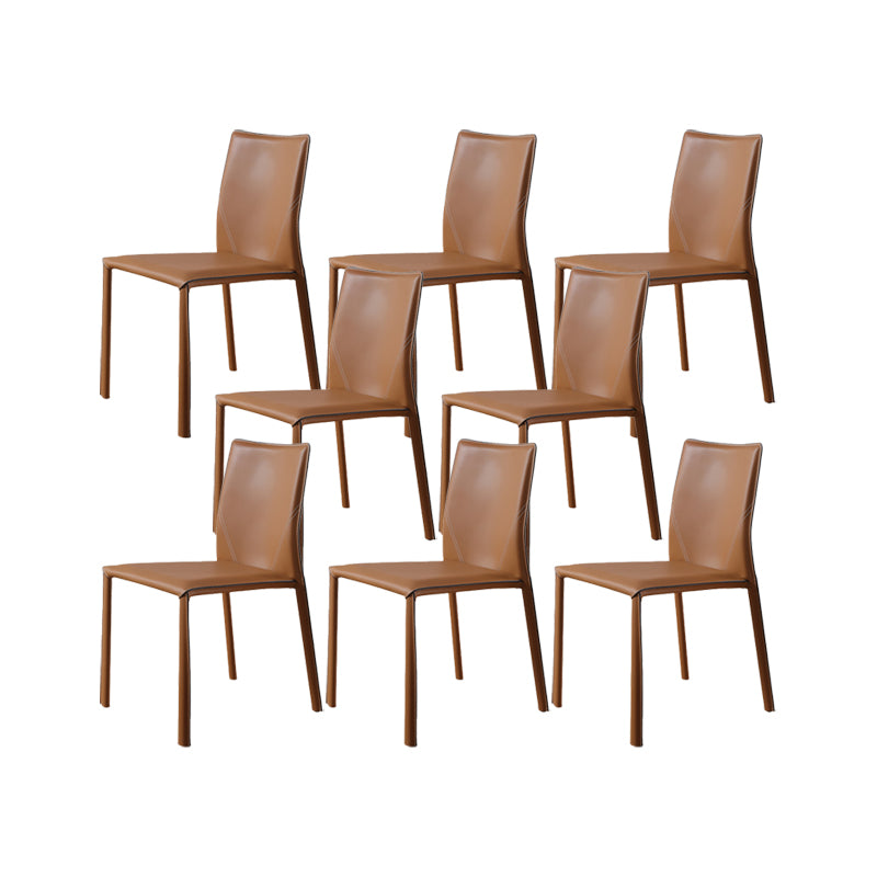 Faux Leather Kitchen Dining Chairs Armless Chairs with Metal Base