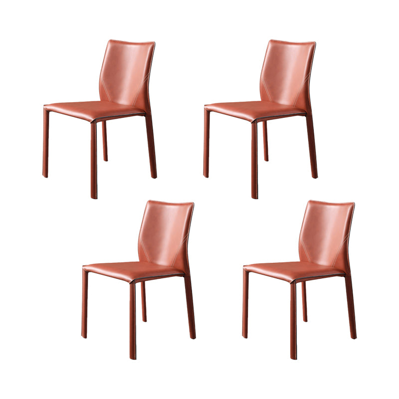 Faux Leather Kitchen Dining Chairs Armless Chairs with Metal Base