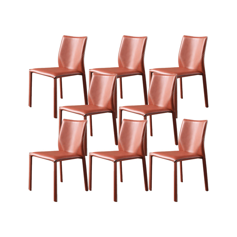 Faux Leather Kitchen Dining Chairs Armless Chairs with Metal Base