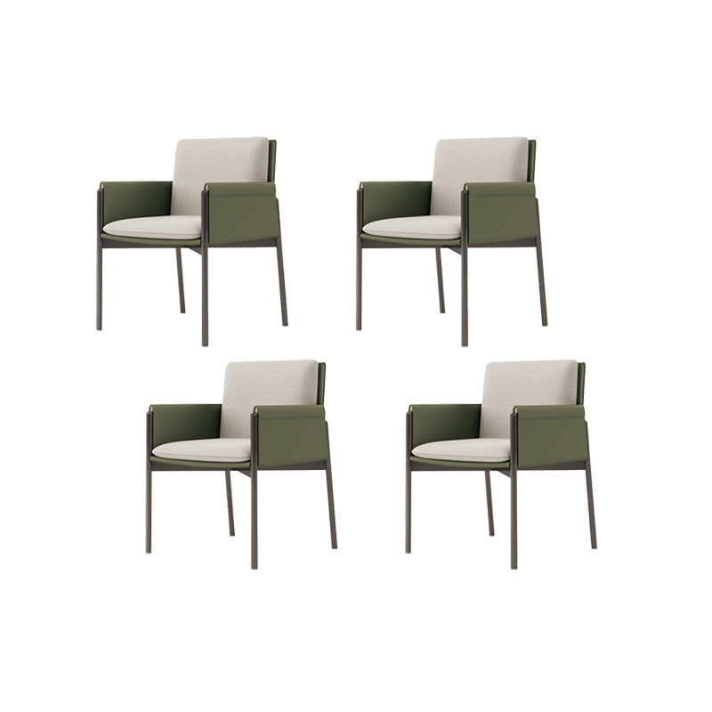 Faux Leather Dining Chair Upholstered Arm Chair with Metal Base