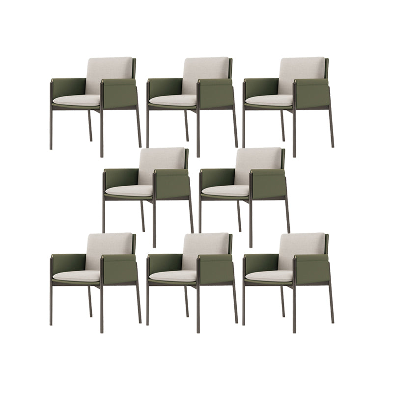Faux Leather Dining Chair Upholstered Arm Chair with Metal Base