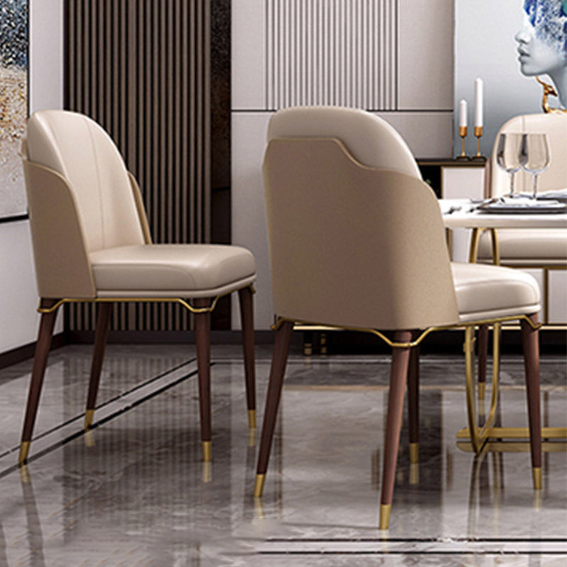 Upholstered Dining Chairs Faux Leather Chairs with Wood Base