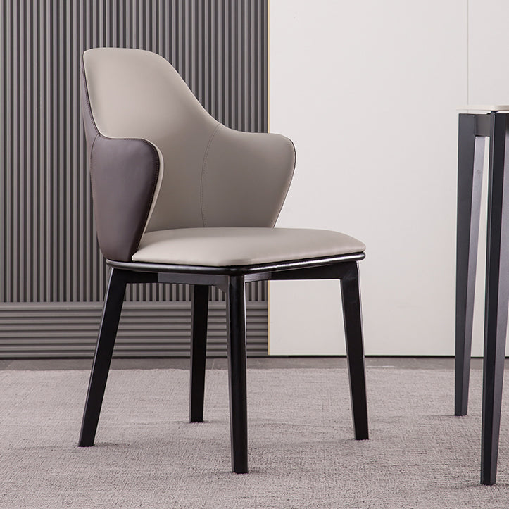 Faux Leather Dining Chairs Wingback Side Chair with Metal Base