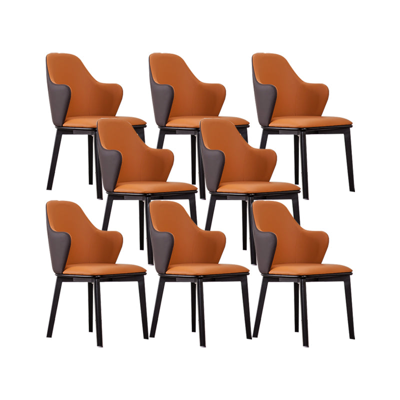 Faux Leather Dining Chairs Wingback Side Chair with Metal Base