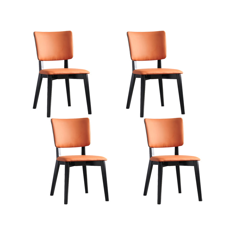 Faux Leather Kitchen Dining Chairs Upholstered Side Chairs with Wood Base