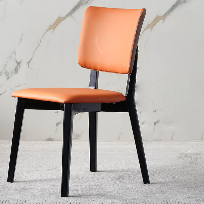 Faux Leather Kitchen Dining Chairs Upholstered Side Chairs with Wood Base