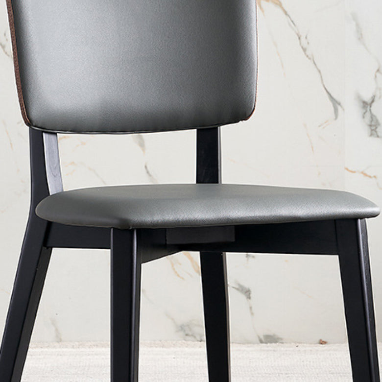 Faux Leather Kitchen Dining Chairs Upholstered Side Chairs with Wood Base