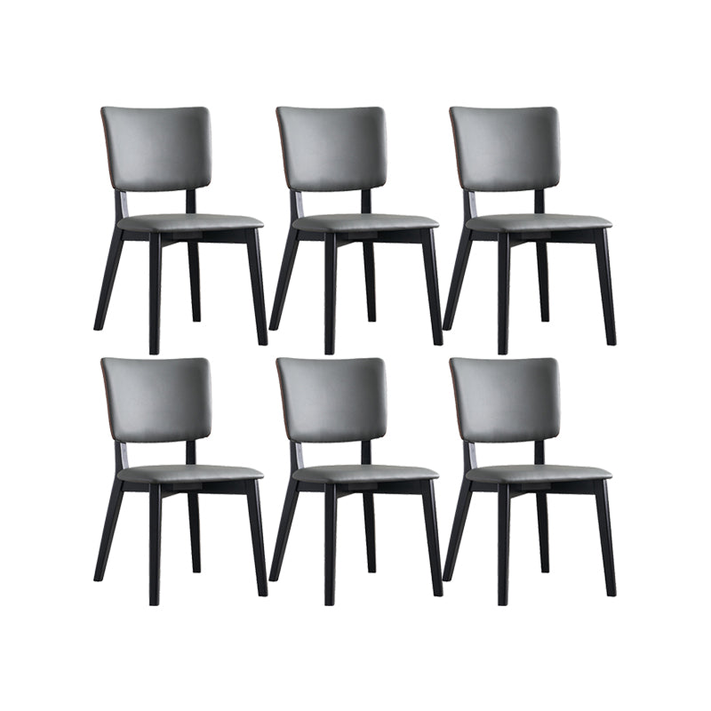 Faux Leather Kitchen Dining Chairs Upholstered Side Chairs with Wood Base