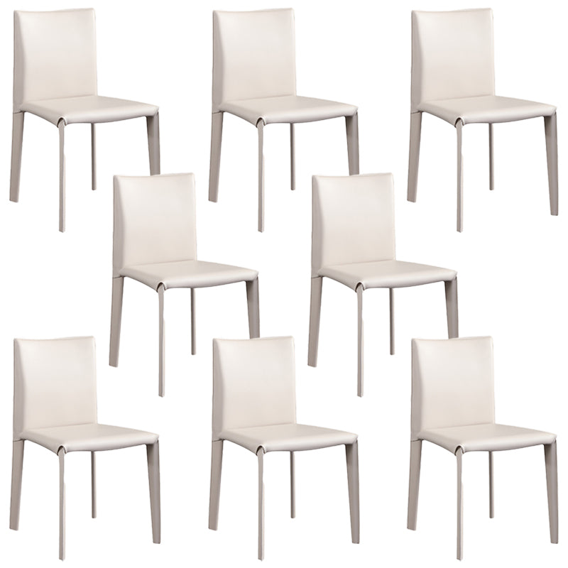 Modern Simple Side Chair Faux Leather Armless Dining Chair for Bedroom