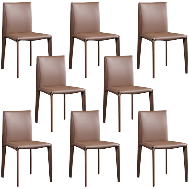 Modern Simple Side Chair Faux Leather Armless Dining Chair for Bedroom
