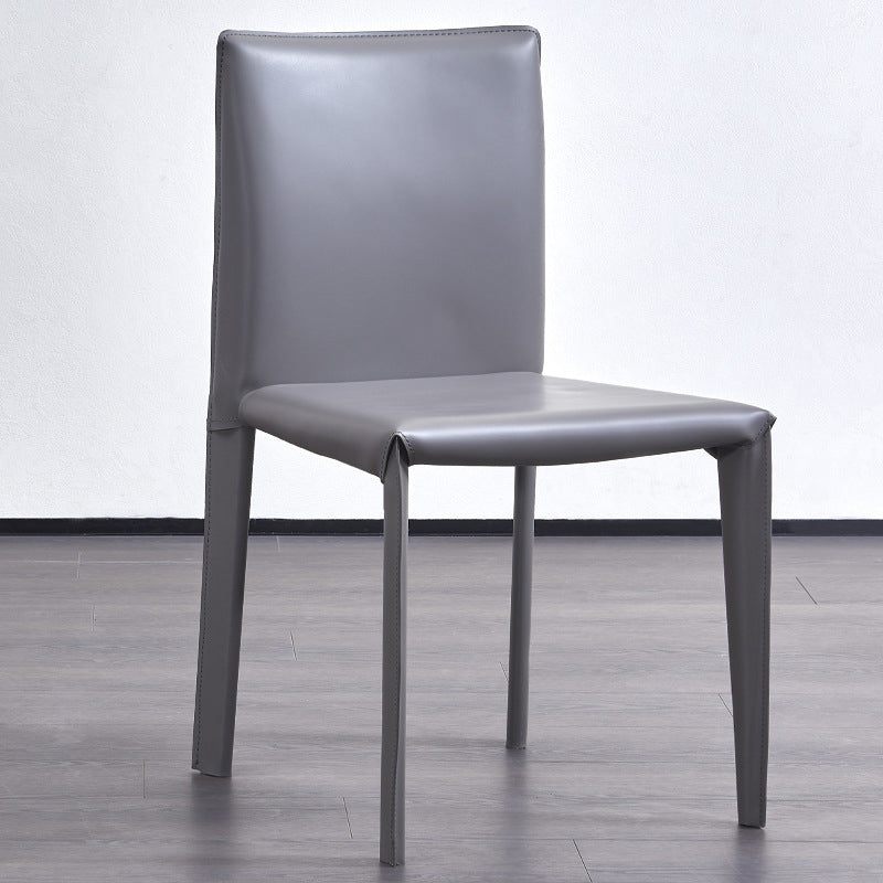 Modern Simple Side Chair Faux Leather Armless Dining Chair for Bedroom