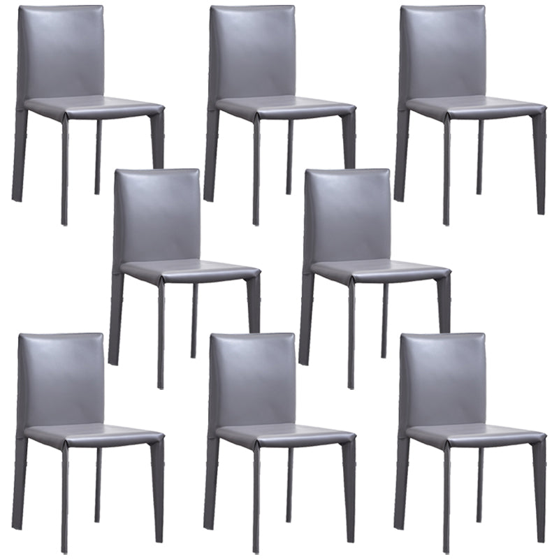 Modern Simple Side Chair Faux Leather Armless Dining Chair for Bedroom