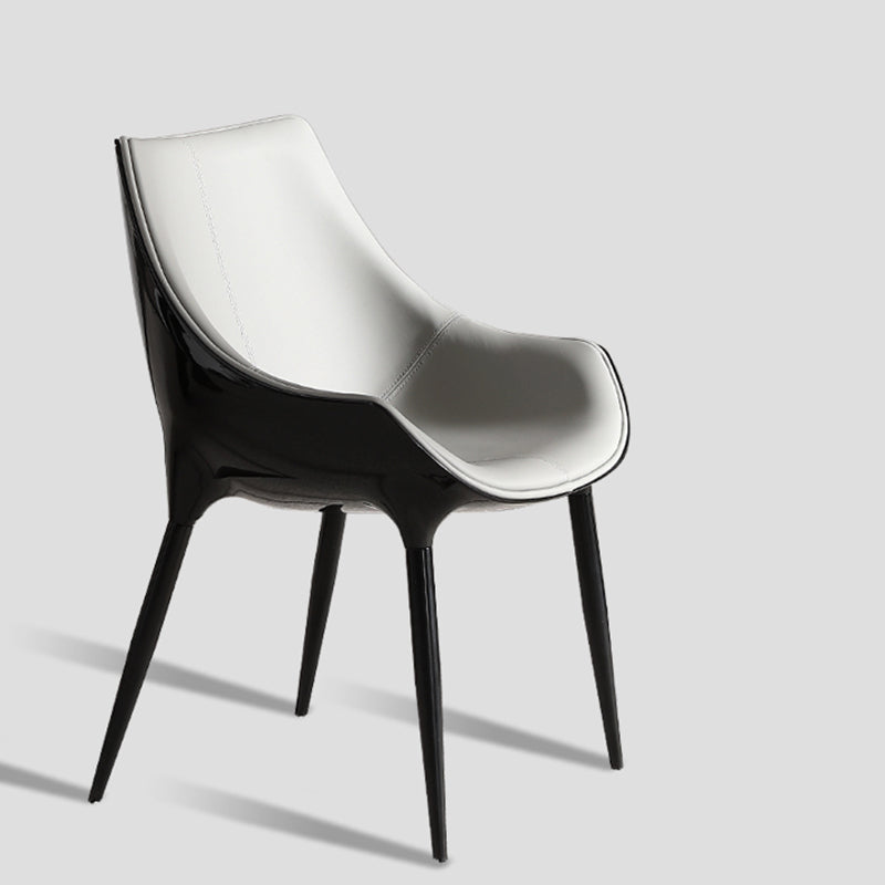 Faux Leather Kitchen Chair Metal Base Dining Chair for Living Room