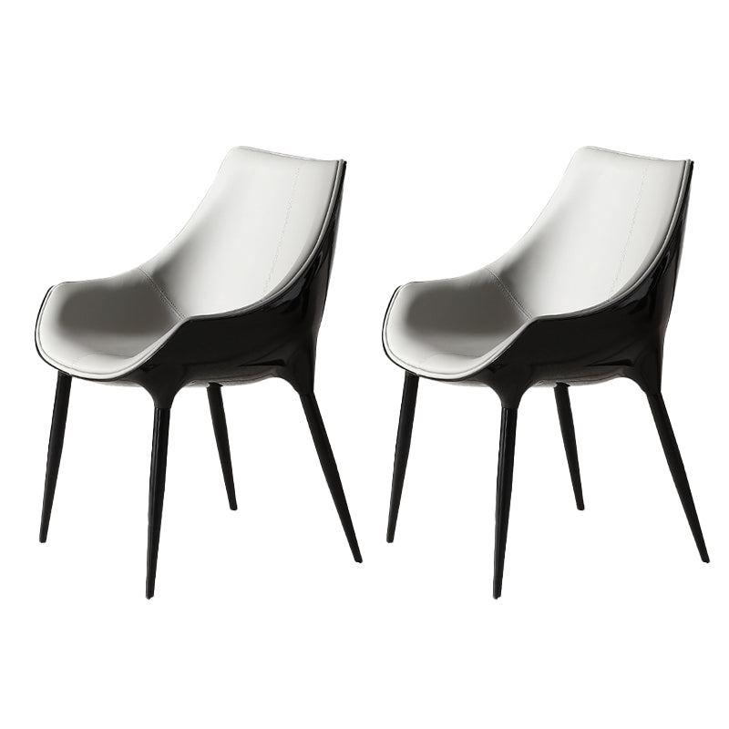 Faux Leather Kitchen Chair Metal Base Dining Chair for Living Room