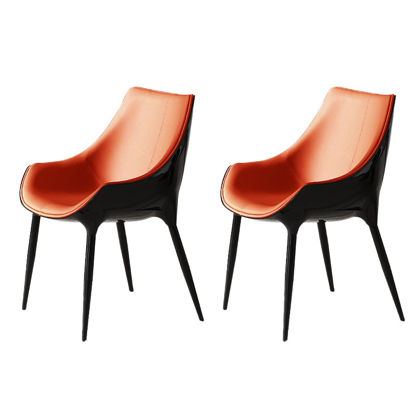 Faux Leather Kitchen Chair Metal Base Dining Chair for Living Room