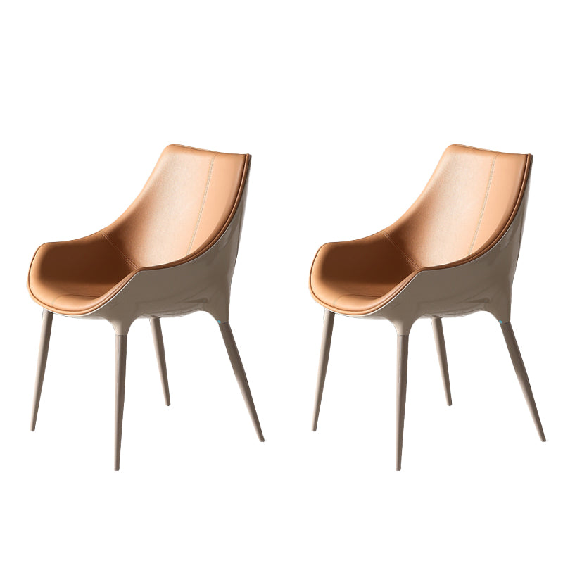 Faux Leather Kitchen Chair Metal Base Dining Chair for Living Room