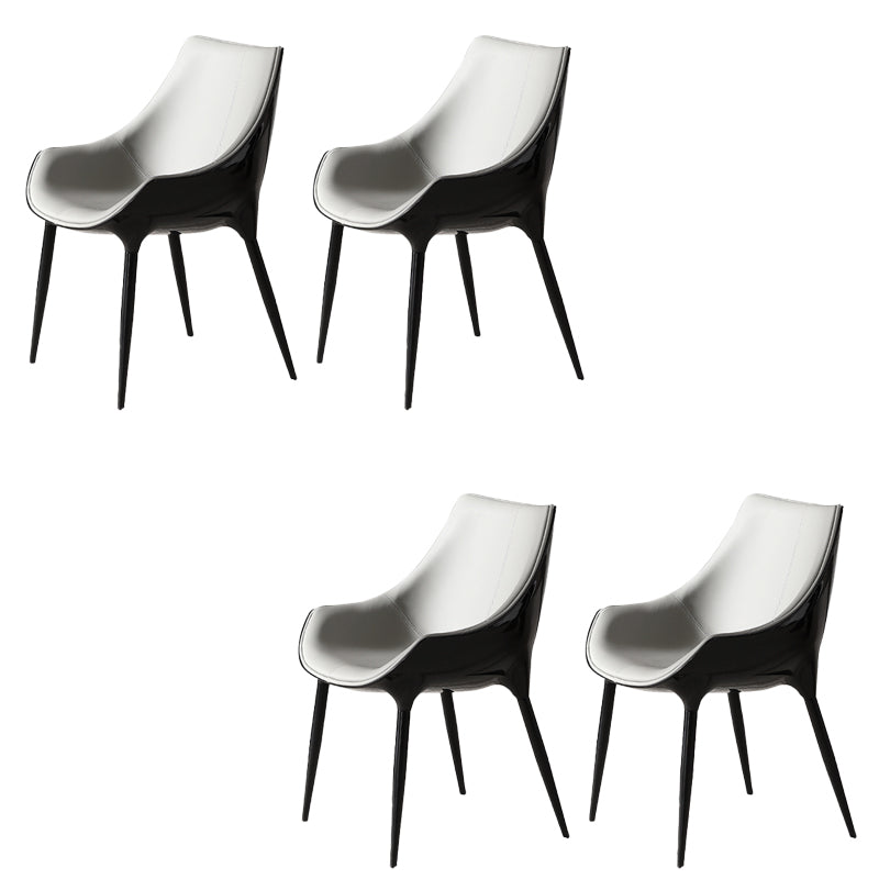 Faux Leather Kitchen Chair Metal Base Dining Chair for Living Room