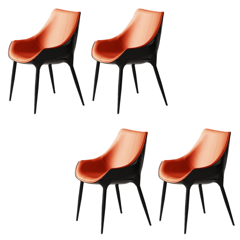 Faux Leather Kitchen Chair Metal Base Dining Chair for Living Room