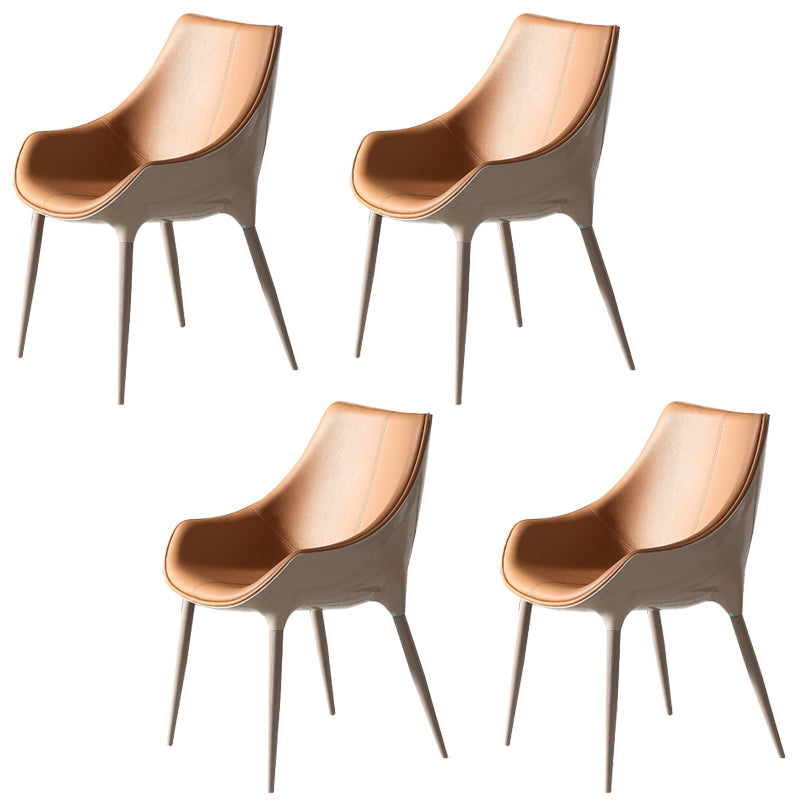 Faux Leather Kitchen Chair Metal Base Dining Chair for Living Room