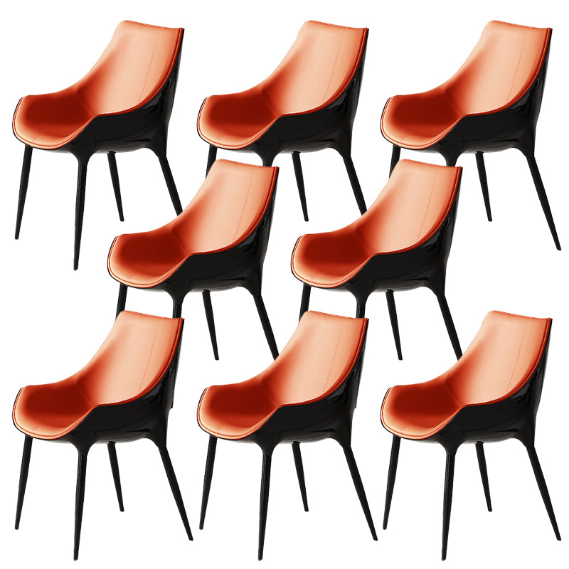 Faux Leather Kitchen Chair Metal Base Dining Chair for Living Room