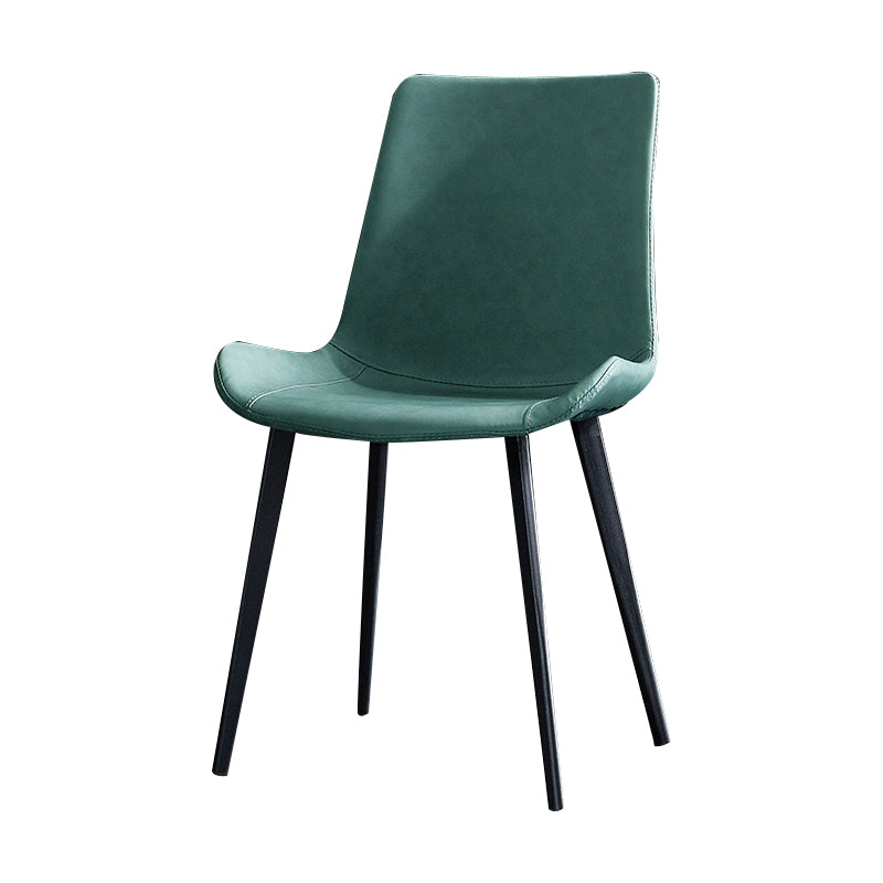 Industrial Style Side Chair Faux Leather Side Dining Chair with Metal Base