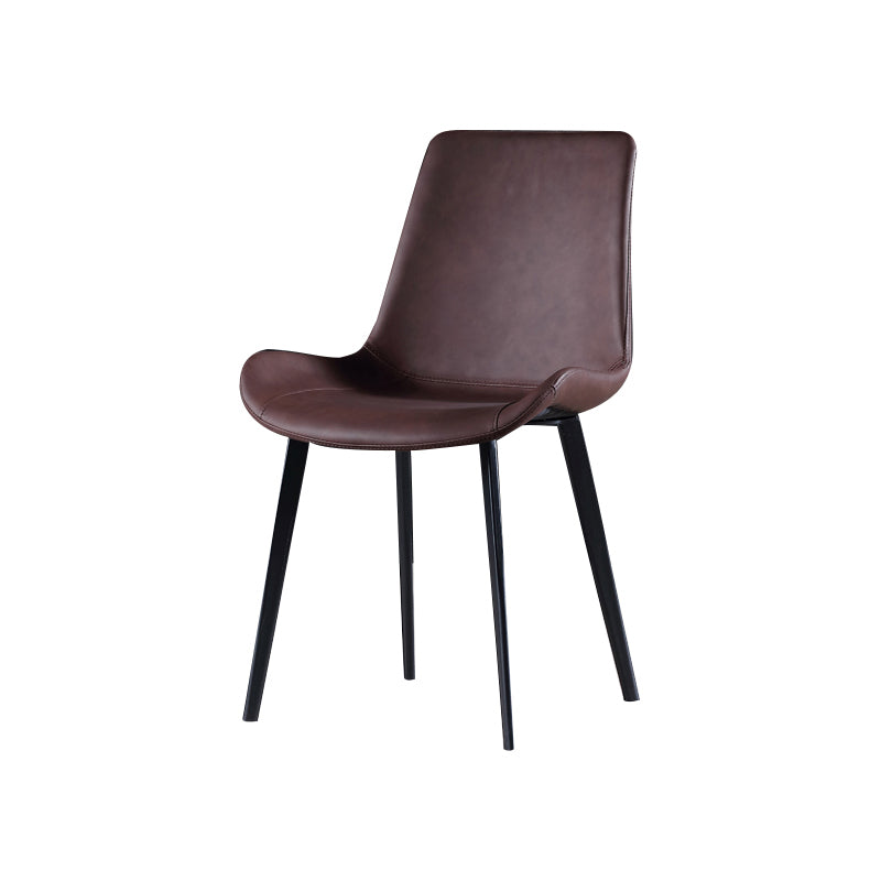 Industrial Style Side Chair Faux Leather Side Dining Chair with Metal Base