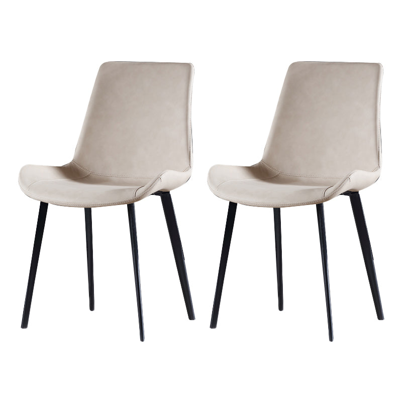 Industrial Style Side Chair Faux Leather Side Dining Chair with Metal Base