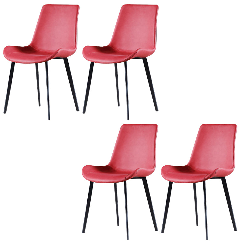 Industrial Style Side Chair Faux Leather Side Dining Chair with Metal Base