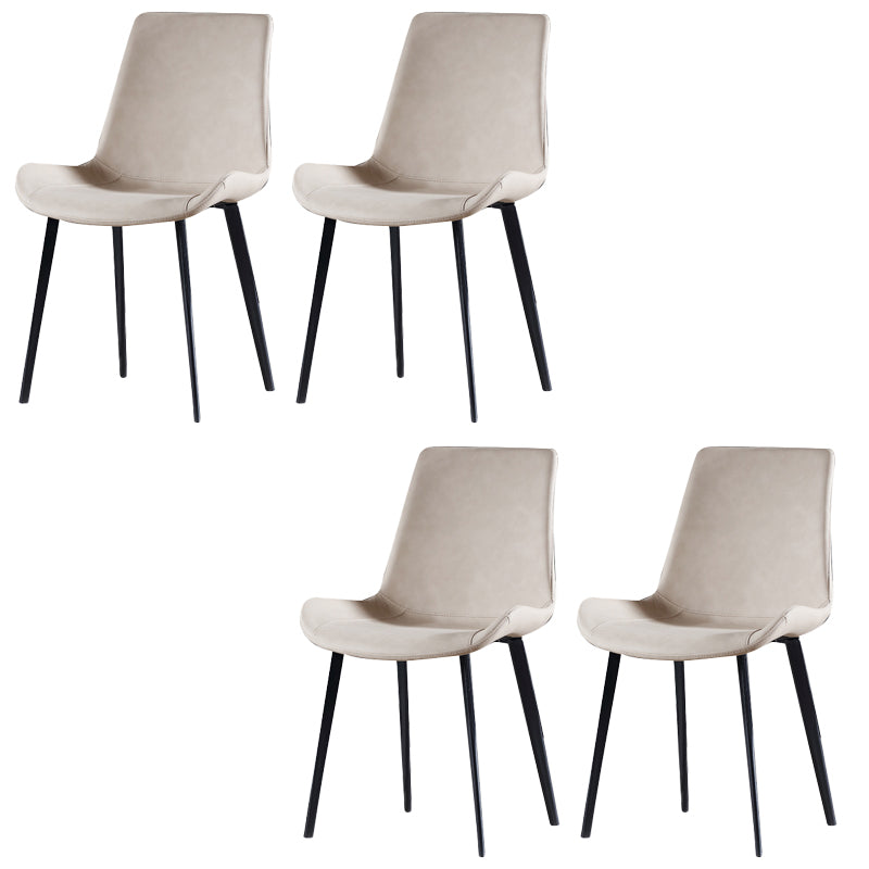 Industrial Style Side Chair Faux Leather Side Dining Chair with Metal Base